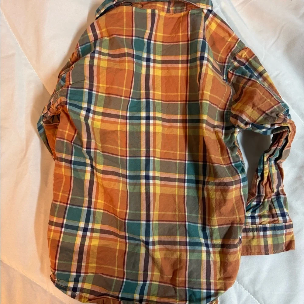 Carter's Orange and Blue Plaid Button Down Shirt size 24 months